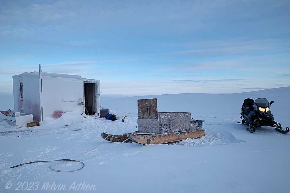 Basic cabin in the arctic in extreme cold